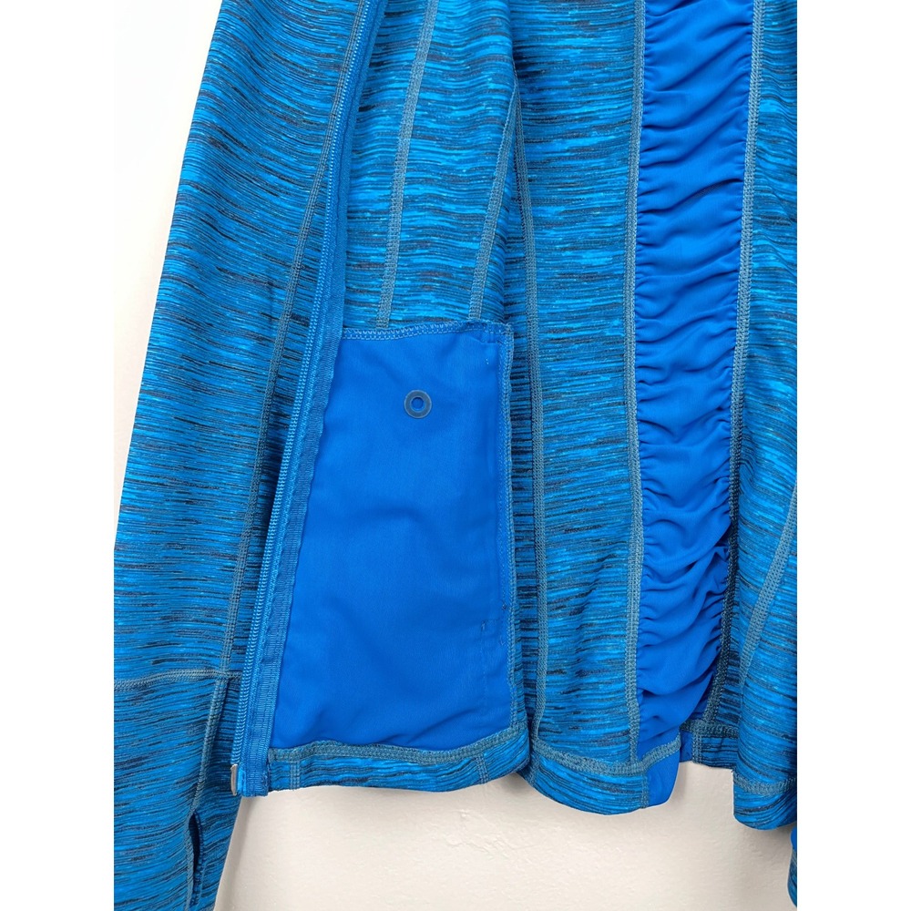 Zella Blue Space‎ Dye Full Zip Jacket S Studio Core Ruched Mesh Back Athleisure - Picture 11 of 12